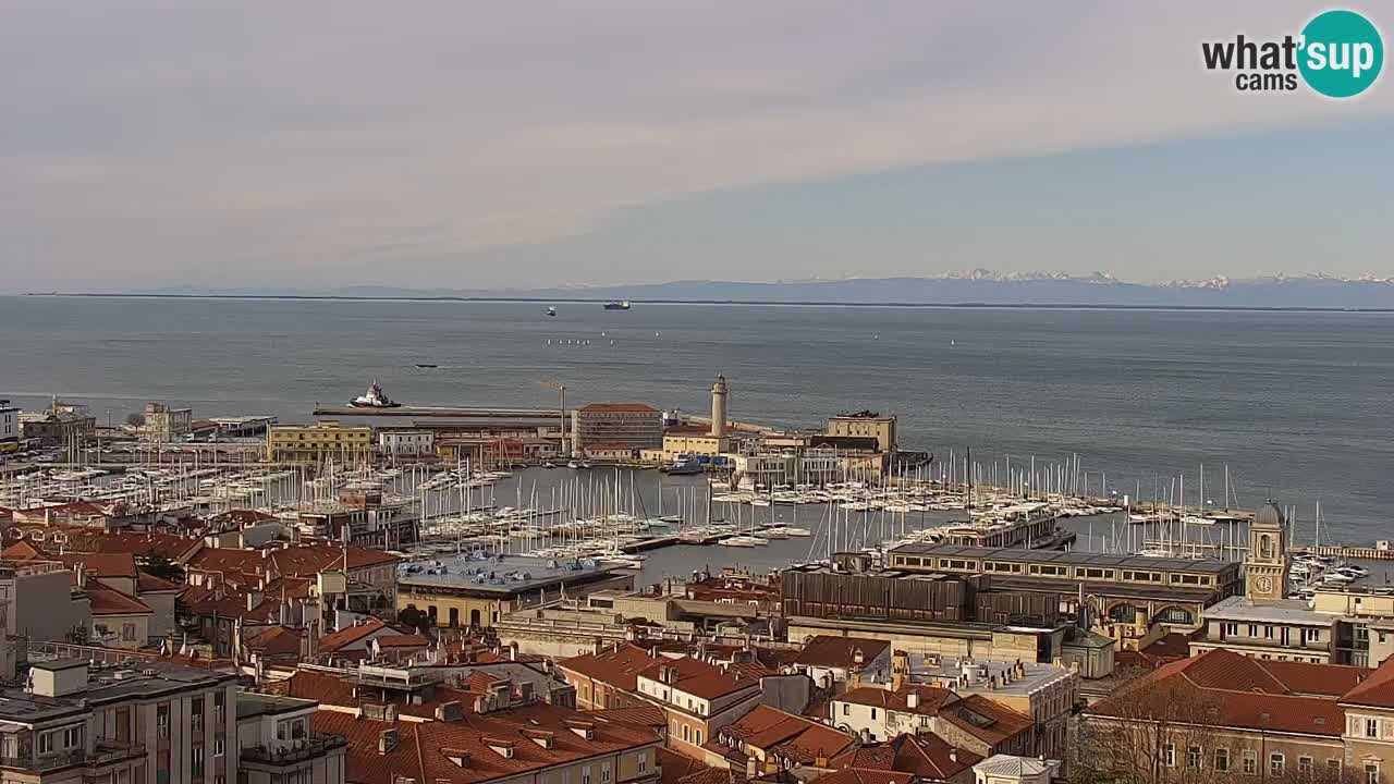 Webcam en vivo Trieste, ciudad, golfo, puerto y castillo de Miramare