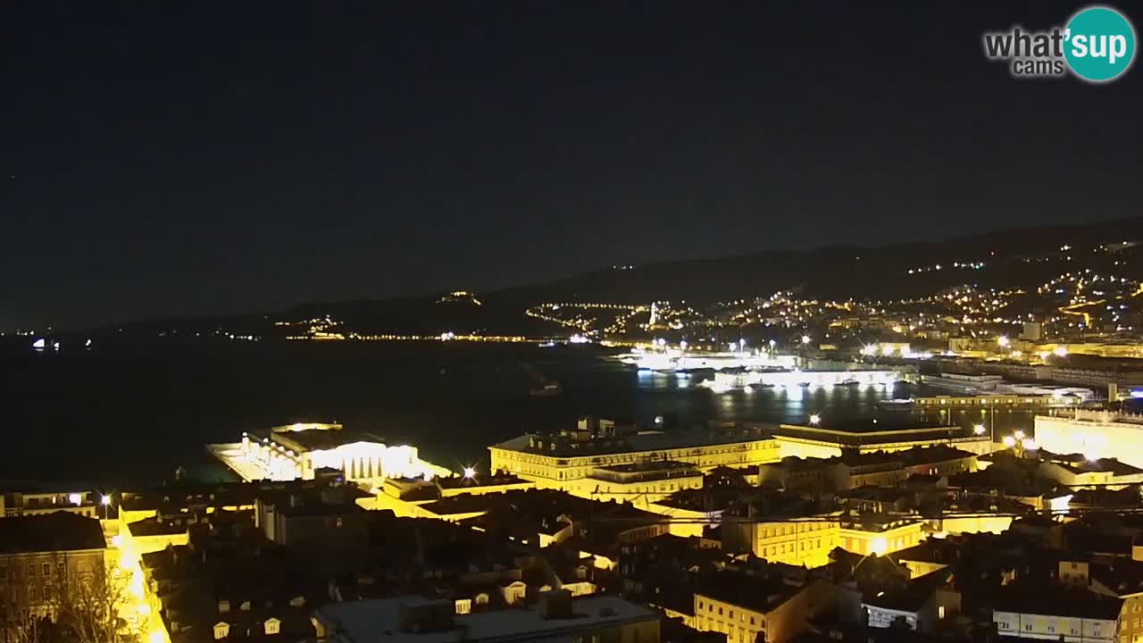 Webcam en direct Trieste, ville, golfe, port et château de Miramare