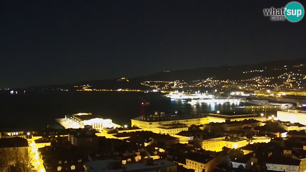 Webcam en direct Trieste, ville, golfe, port et château de Miramare