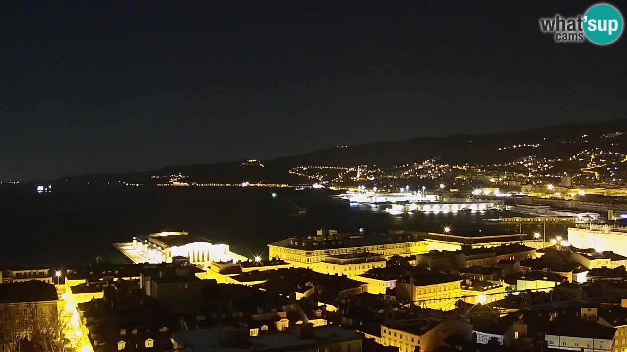 Webcam en direct Trieste, ville, golfe, port et château de Miramare