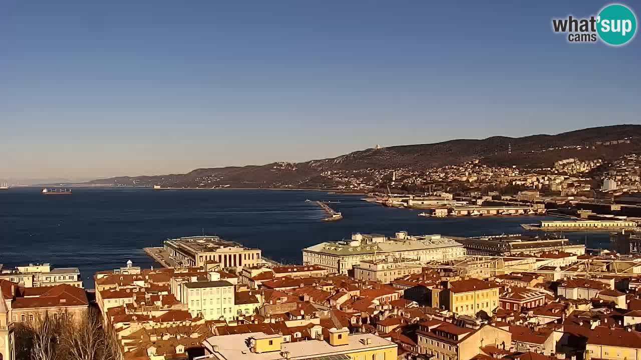 Live webcam Trieste – Panorama of the city, the Gulf, the maritime station and the Miramare castle