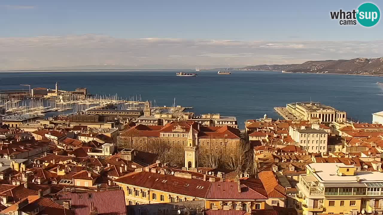 Webcam en direct Trieste, ville, golfe, port et château de Miramare