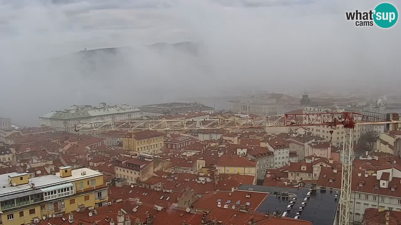 Spletna kamera v živo Trst – Panorama mesta, zaliva, pomorske postaje in gradu Miramar