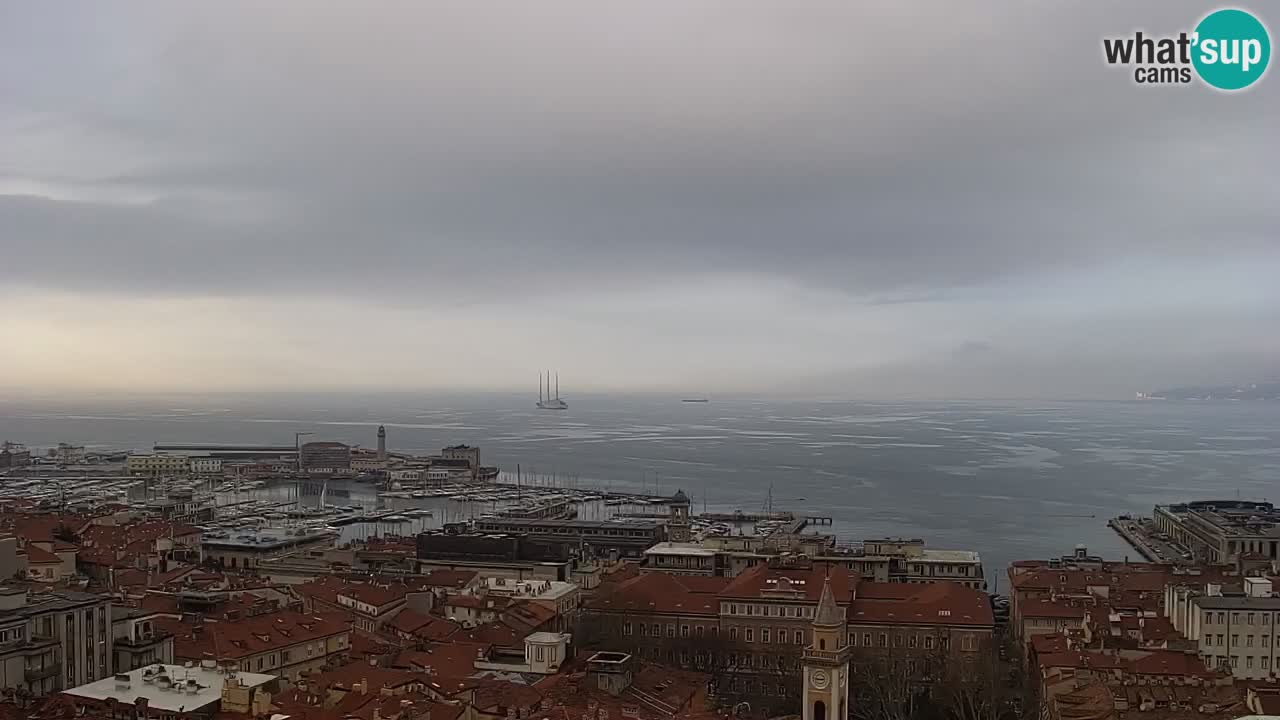 Webcam en direct Trieste, ville, golfe, port et château de Miramare