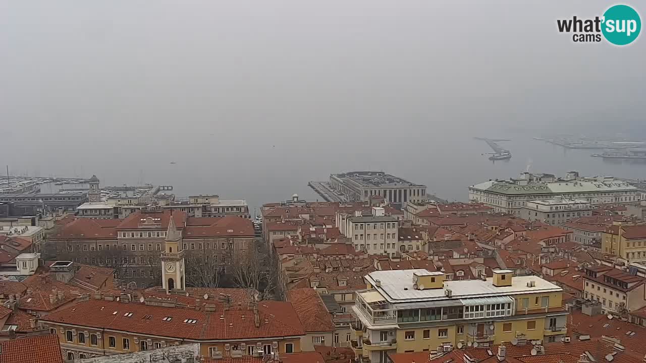 Webcam en direct Trieste, ville, golfe, port et château de Miramare