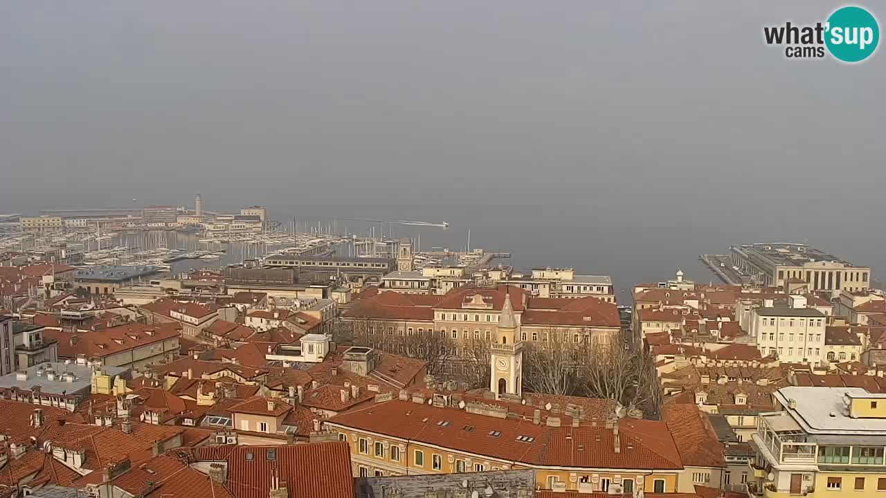 Webcam en direct Trieste, ville, golfe, port et château de Miramare