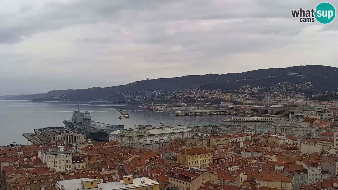 Webcam en direct Trieste, ville, golfe, port et château de Miramare