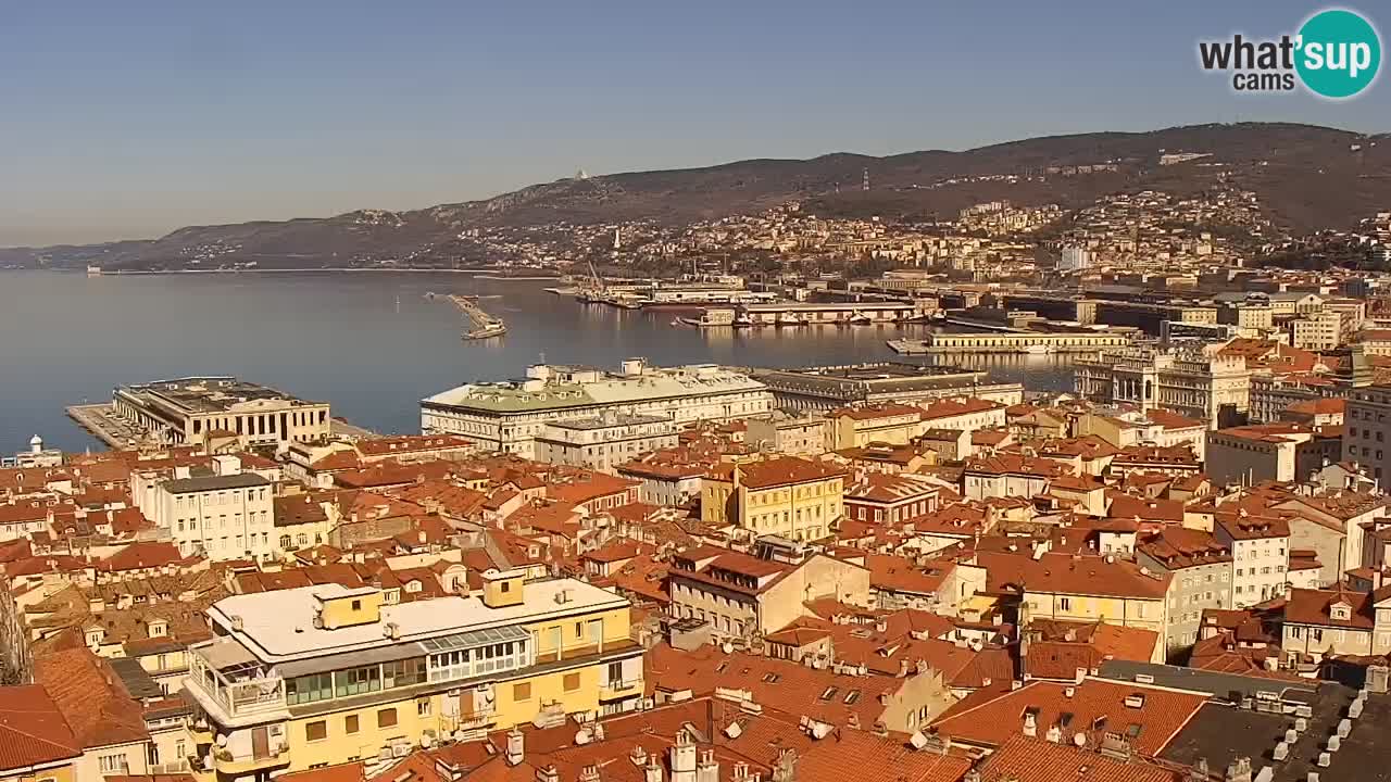 Live webcam Trieste – Panorama of the city, the Gulf, the maritime station and the Miramare castle