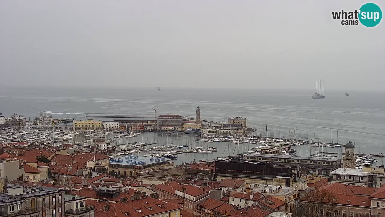 Webcam en direct Trieste, ville, golfe, port et château de Miramare