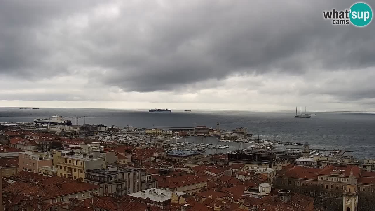 Webcam en direct Trieste, ville, golfe, port et château de Miramare