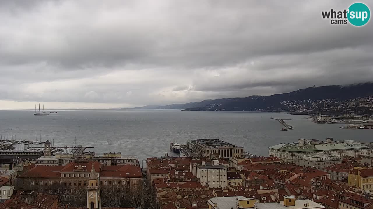 Webcam en direct Trieste, ville, golfe, port et château de Miramare