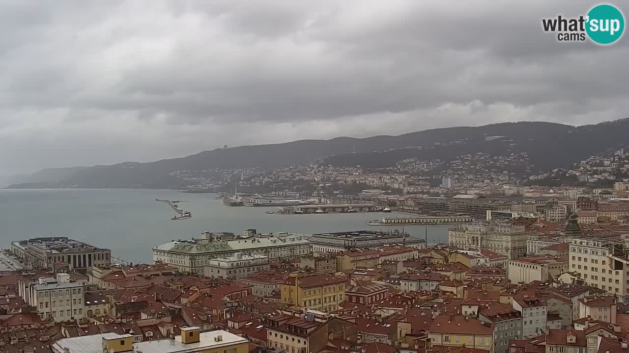 Webcam en direct Trieste, ville, golfe, port et château de Miramare