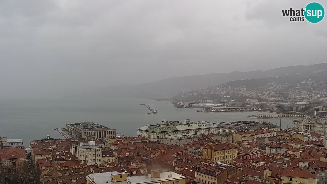 Webcam en direct Trieste, ville, golfe, port et château de Miramare