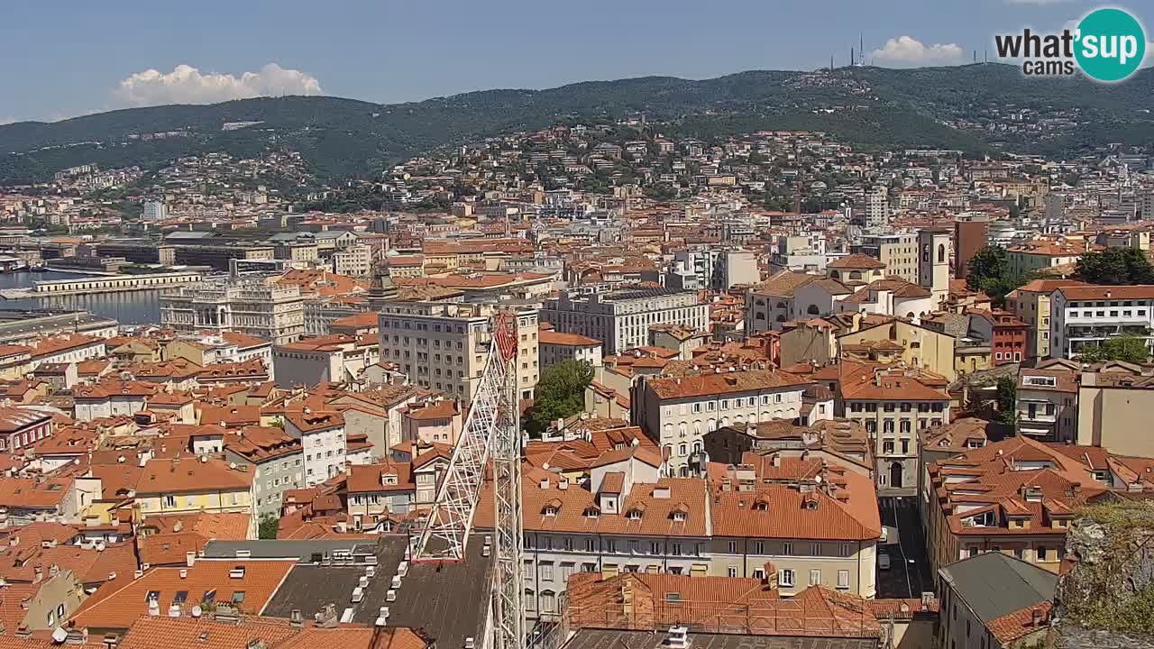 Spletna kamera v živo Trst – Panorama mesta, zaliva, pomorske postaje in gradu Miramar