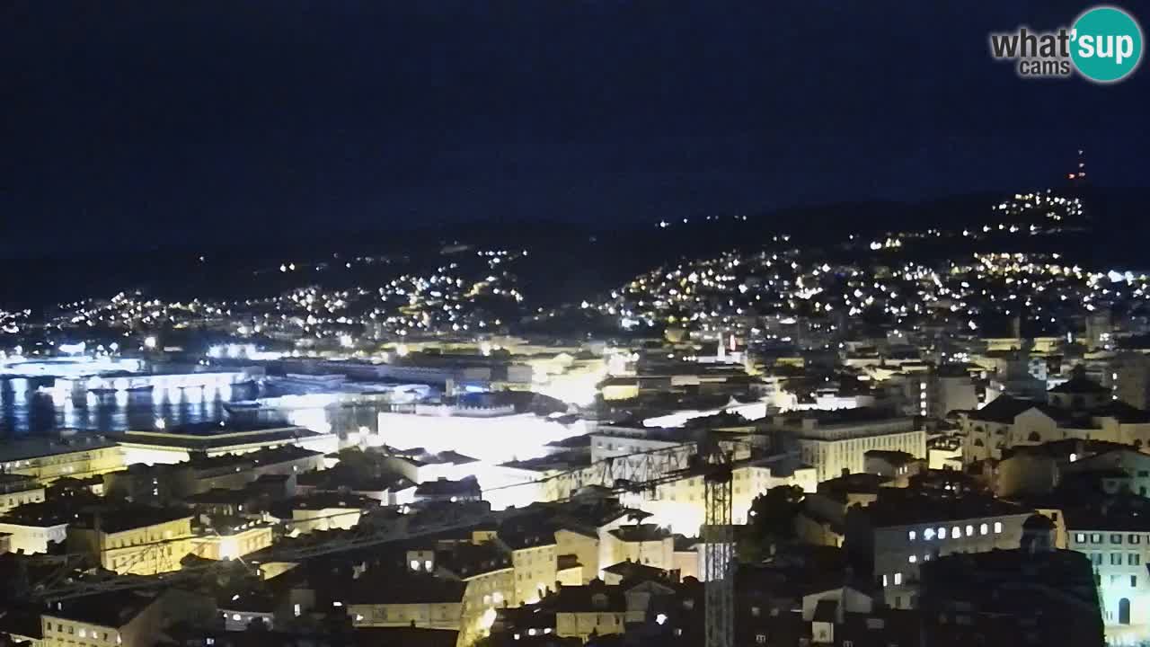 Web kamera Trst uživo – Panorama grada, zaljeva, pomorske postaje i dvorca Miramare