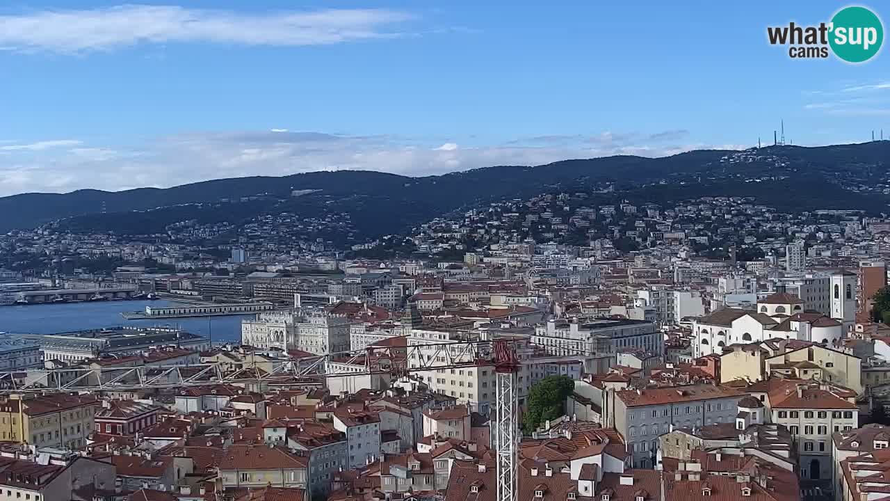 Web kamera Trst uživo – Panorama grada, zaljeva, pomorske postaje i dvorca Miramare