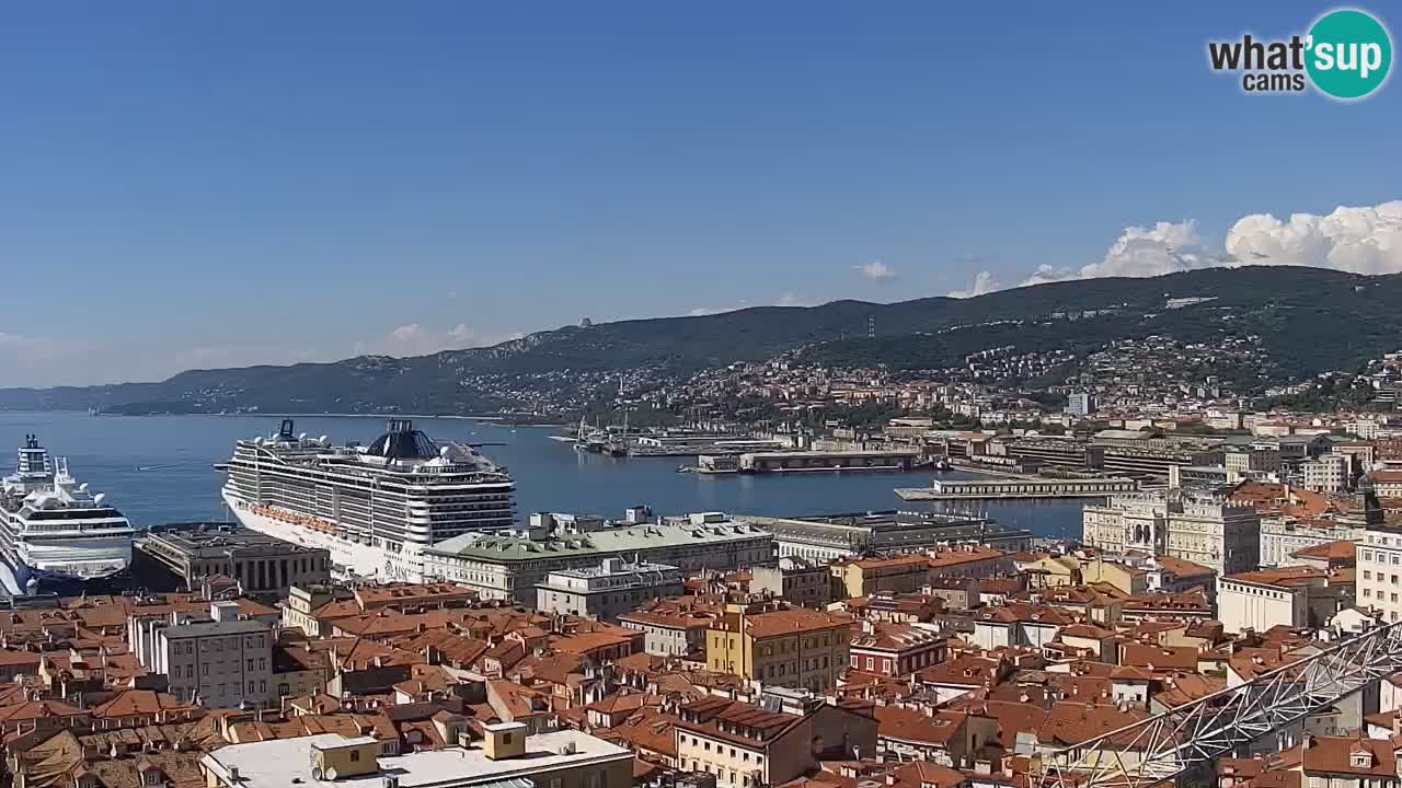 Webcam en direct Trieste, ville, golfe, port et château de Miramare