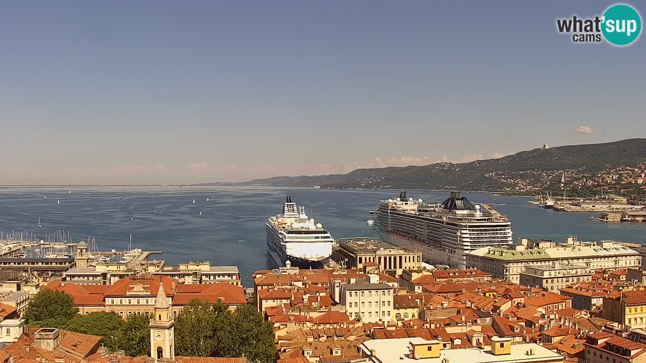 Live webcam Trieste – Panorama della città, del Golfo, stazione marittima e del castello di Miramare
