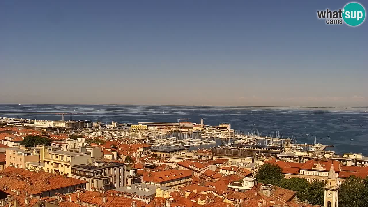 Webcam en direct Trieste, ville, golfe, port et château de Miramare