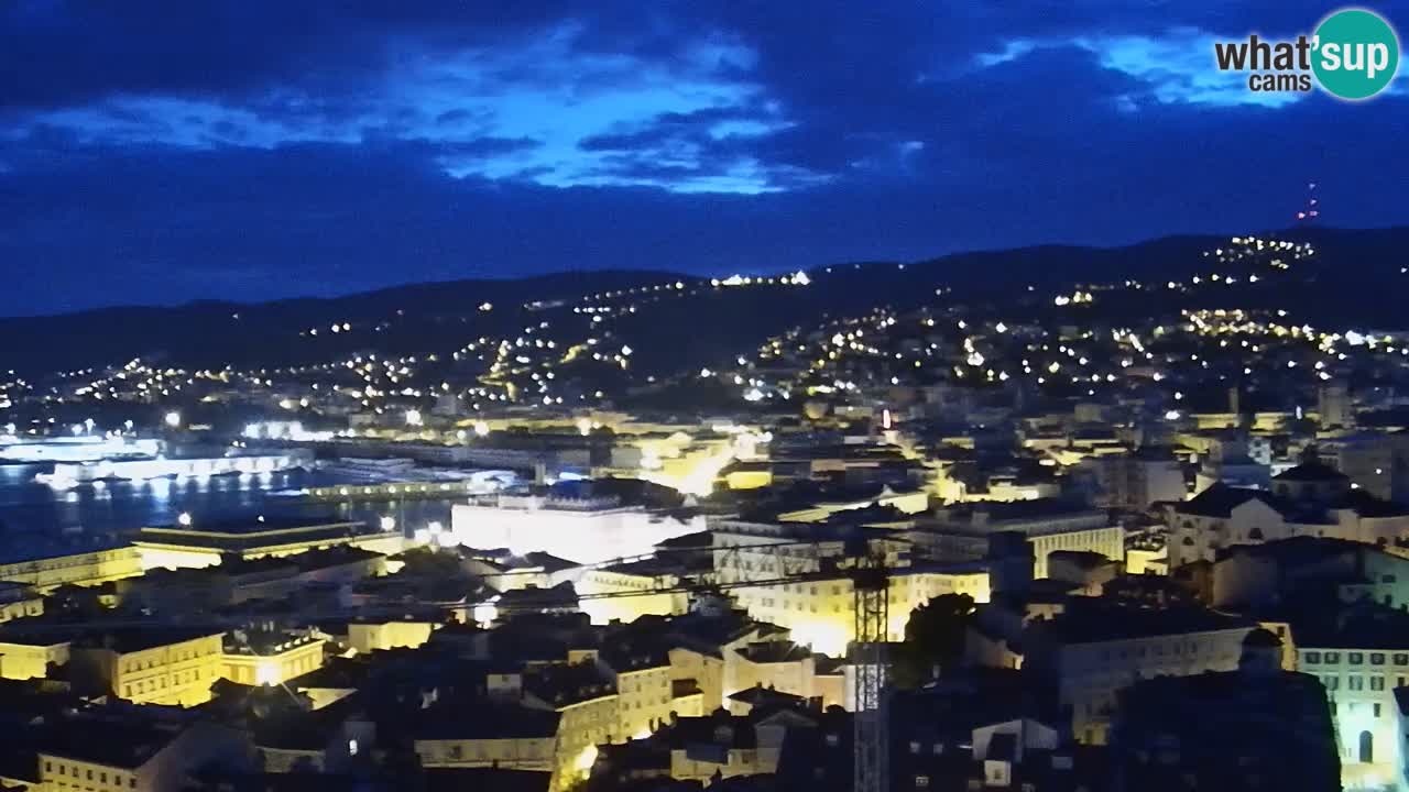 Web kamera Trst uživo – Panorama grada, zaljeva, pomorske postaje i dvorca Miramare