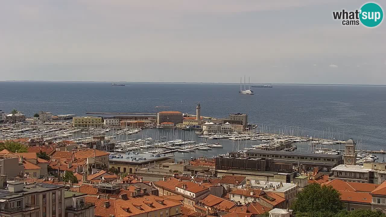 Webcam en direct Trieste, ville, golfe, port et château de Miramare