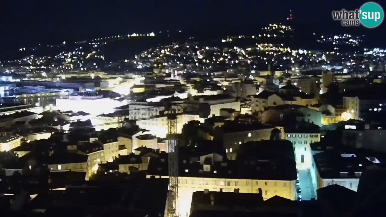 Spletna kamera v živo Trst – Panorama mesta, zaliva, pomorske postaje in gradu Miramar