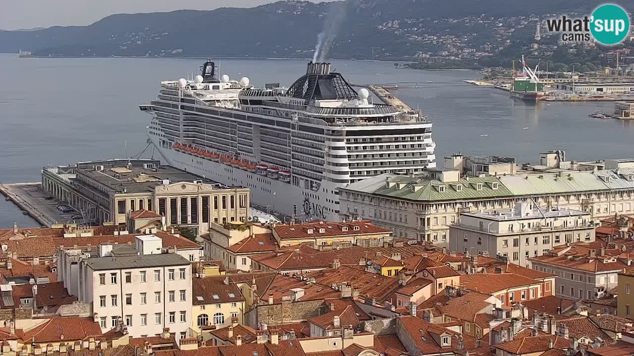 Webcam en direct Trieste, ville, golfe, port et château de Miramare