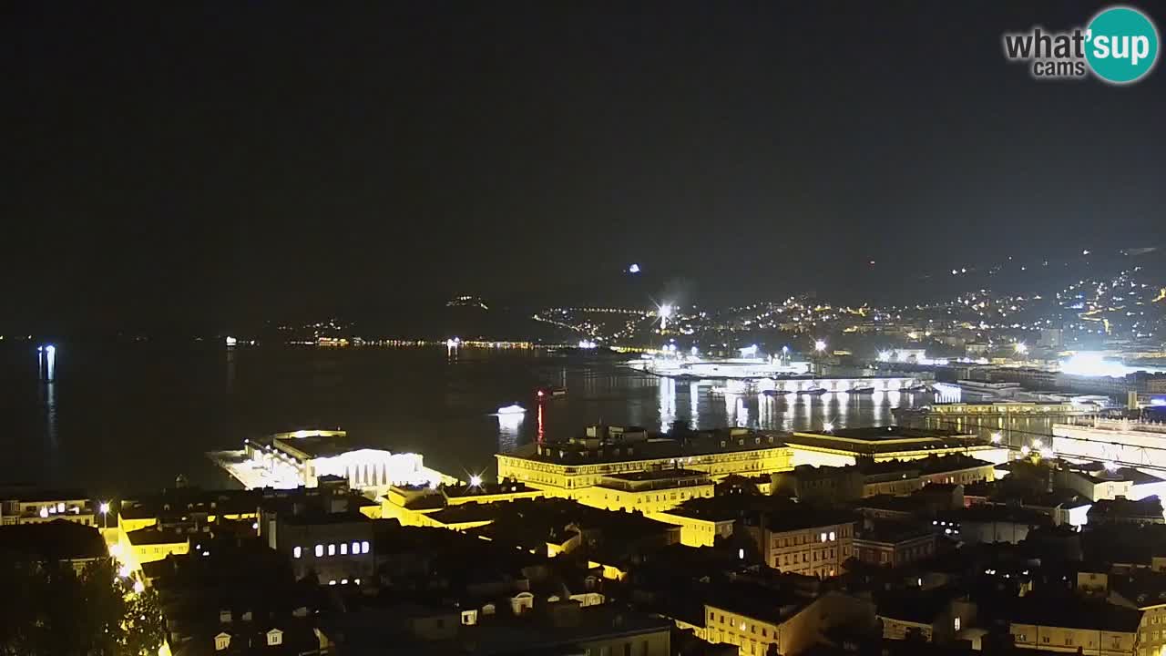 Web kamera Trst uživo – Panorama grada, zaljeva, pomorske postaje i dvorca Miramare