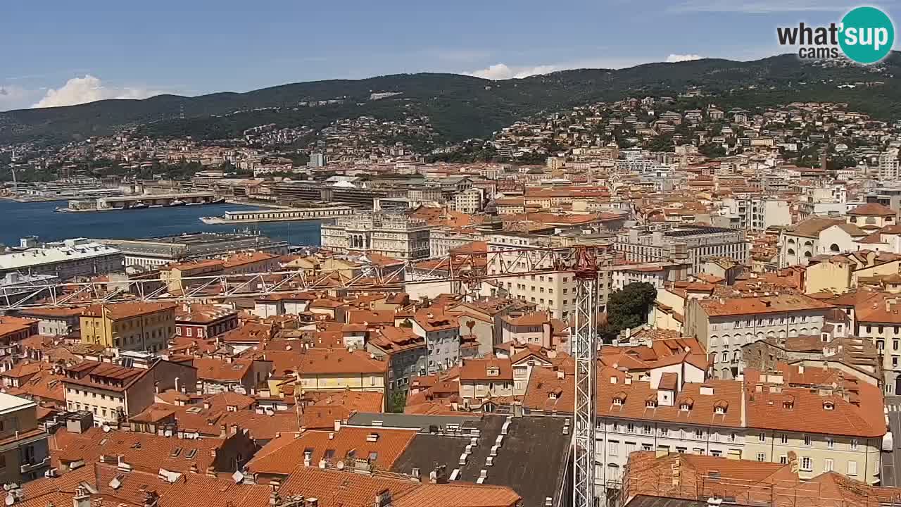 Web kamera Trst uživo – Panorama grada, zaljeva, pomorske postaje i dvorca Miramare