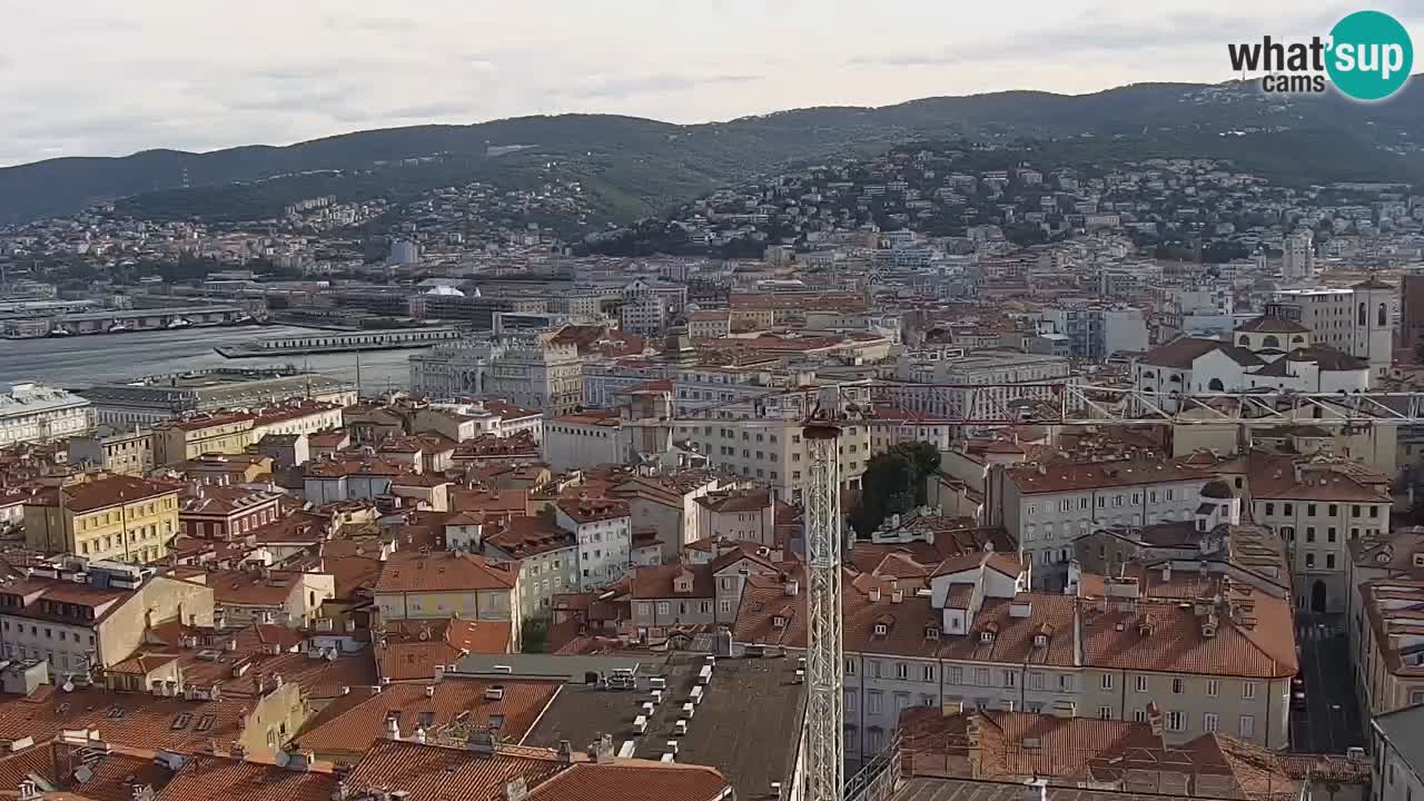 Spletna kamera v živo Trst – Panorama mesta, zaliva, pomorske postaje in gradu Miramar