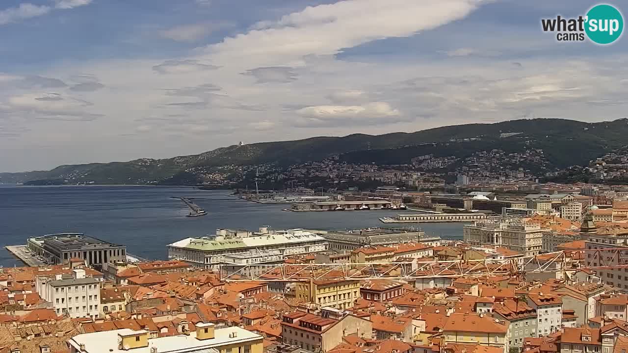 Webcam en direct Trieste, ville, golfe, port et château de Miramare