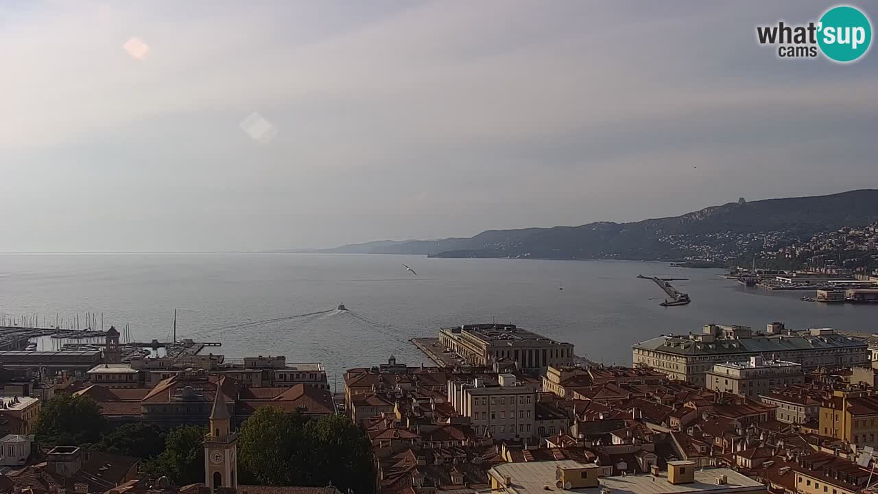 Webcam en direct Trieste, ville, golfe, port et château de Miramare