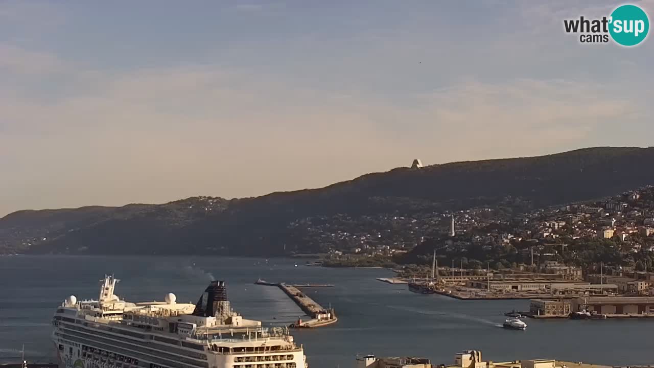 Live webcam Trieste – Panorama of the city, the Gulf, the maritime station and the Miramare castle