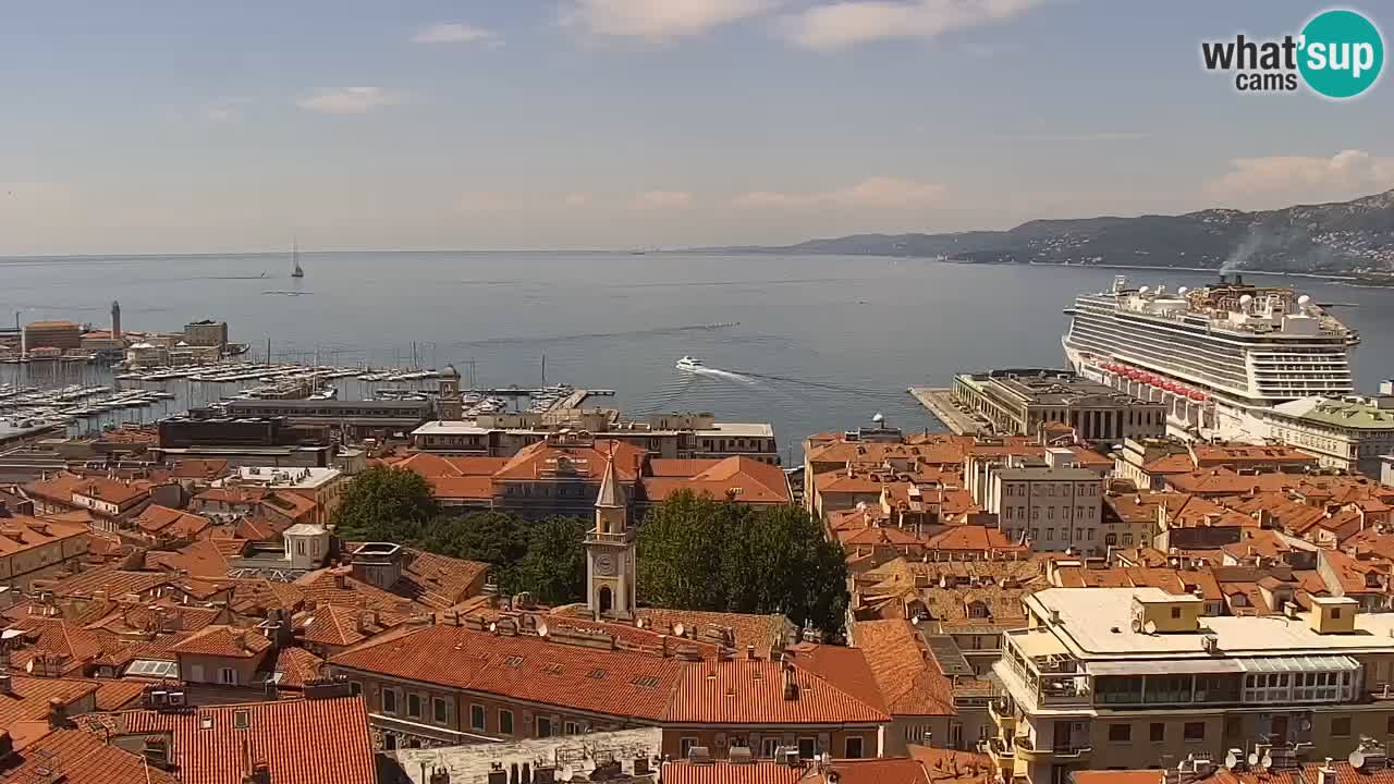 Webcam en direct Trieste, ville, golfe, port et château de Miramare