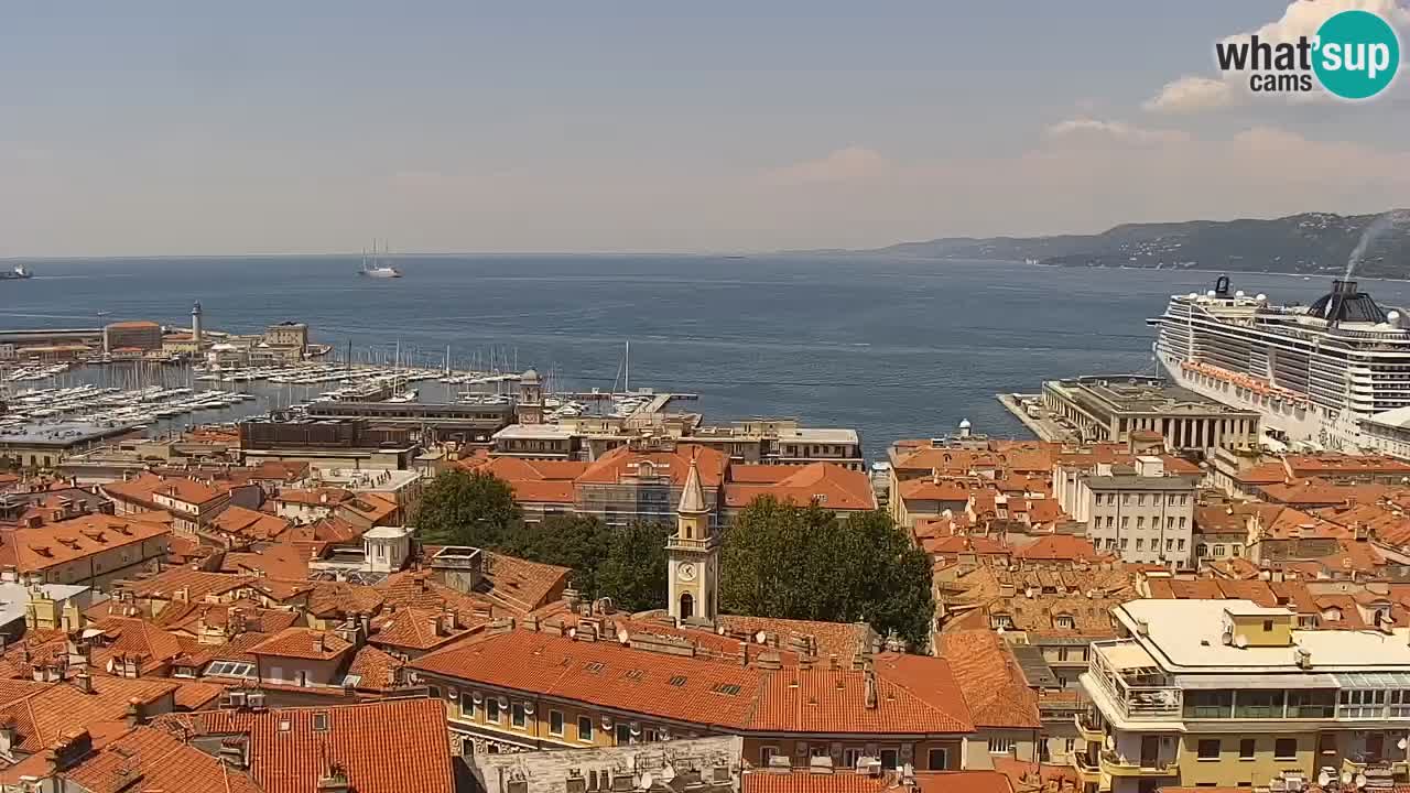 Webcam en direct Trieste, ville, golfe, port et château de Miramare