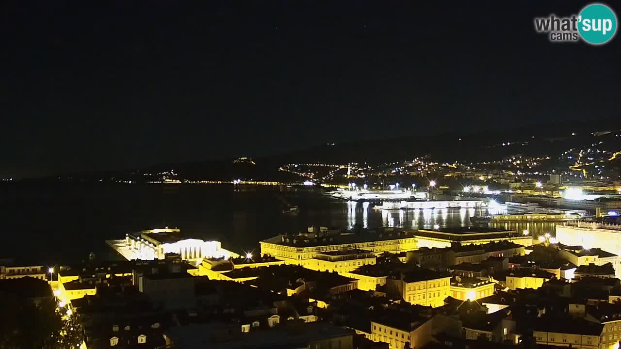 Spletna kamera v živo Trst – Panorama mesta, zaliva, pomorske postaje in gradu Miramar