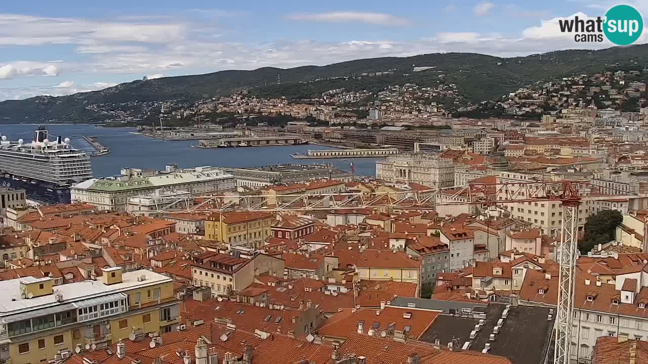 Webcam en direct Trieste, ville, golfe, port et château de Miramare