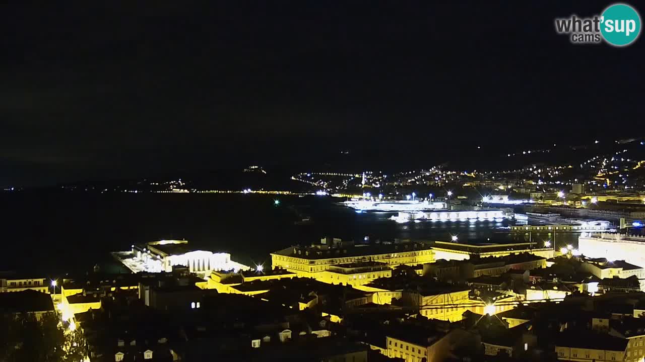 Web kamera Trst uživo – Panorama grada, zaljeva, pomorske postaje i dvorca Miramare