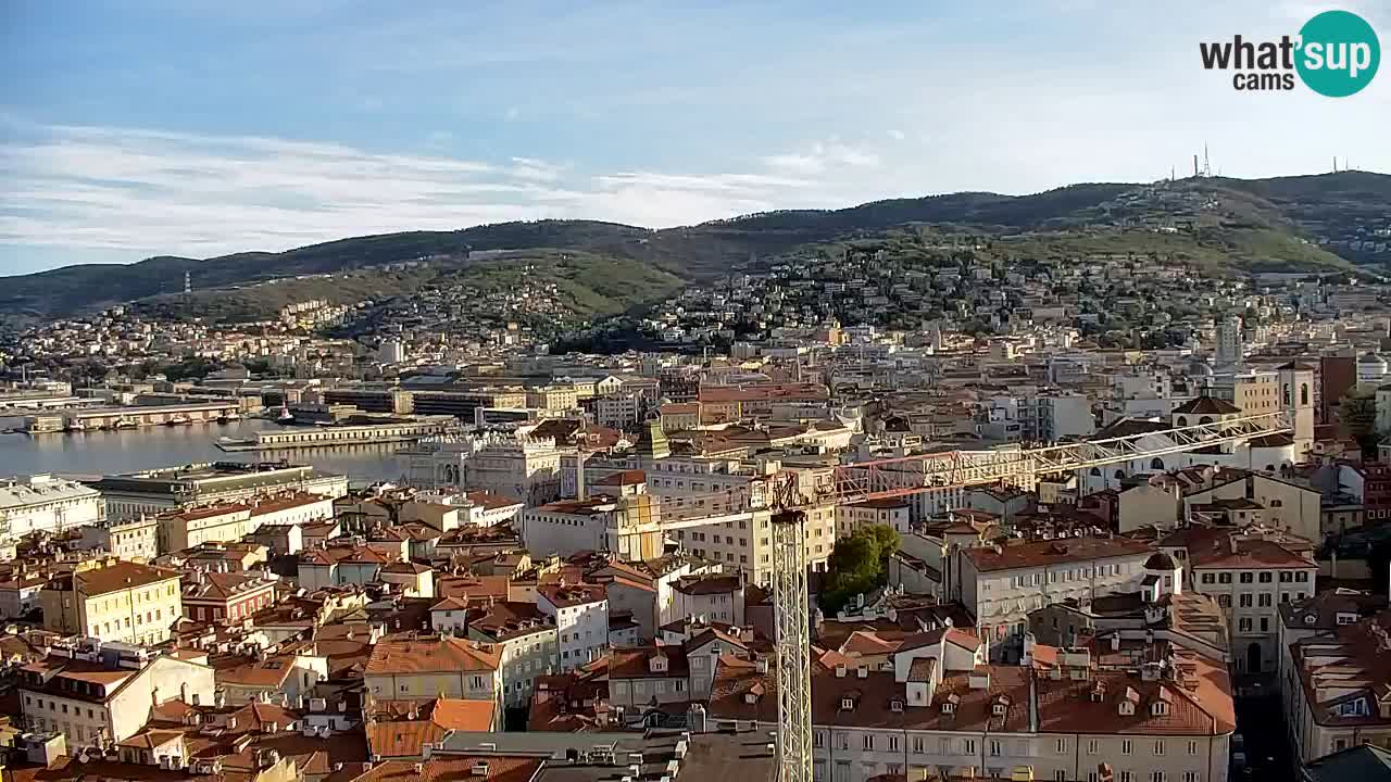 Web kamera Trst uživo – Panorama grada, zaljeva, pomorske postaje i dvorca Miramare