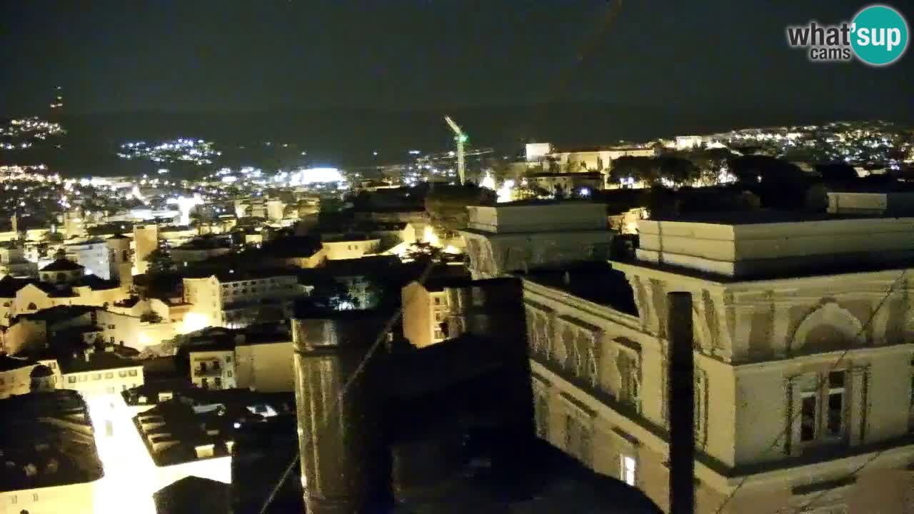 Spletna kamera v živo Trst – Panorama mesta, zaliva, pomorske postaje in gradu Miramar