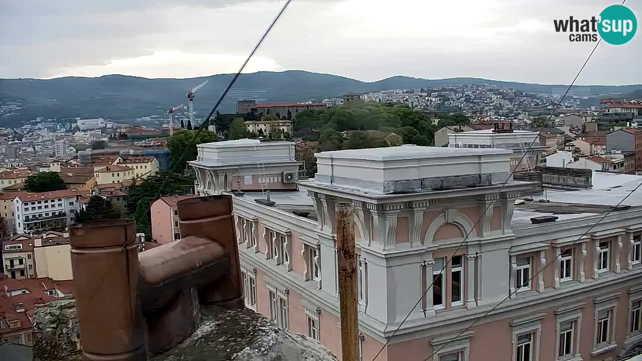 Spletna kamera v živo Trst – Panorama mesta, zaliva, pomorske postaje in gradu Miramar