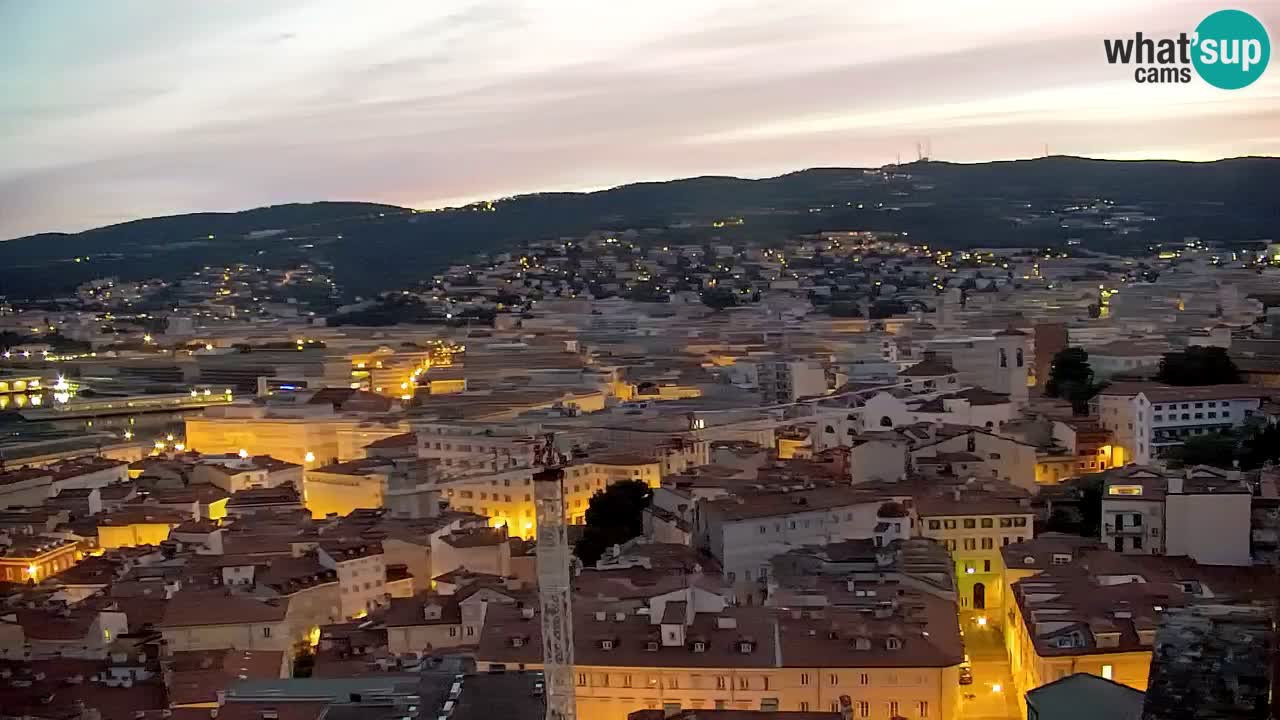 Spletna kamera v živo Trst – Panorama mesta, zaliva, pomorske postaje in gradu Miramar