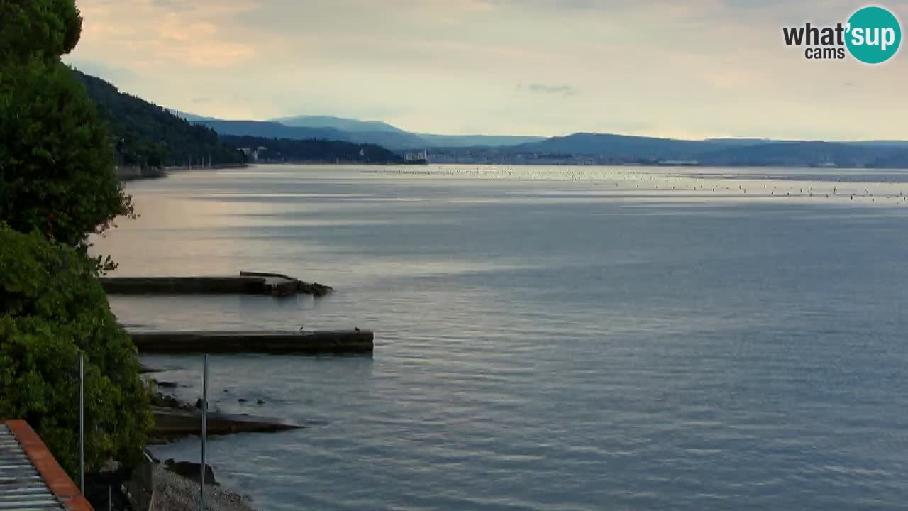 Trattoria BellaRiva webcam | Trieste costiera e castello di Miramare