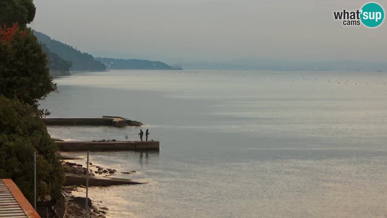 Trattoria BellaRiva webcam | Trieste costiera e castello di Miramare