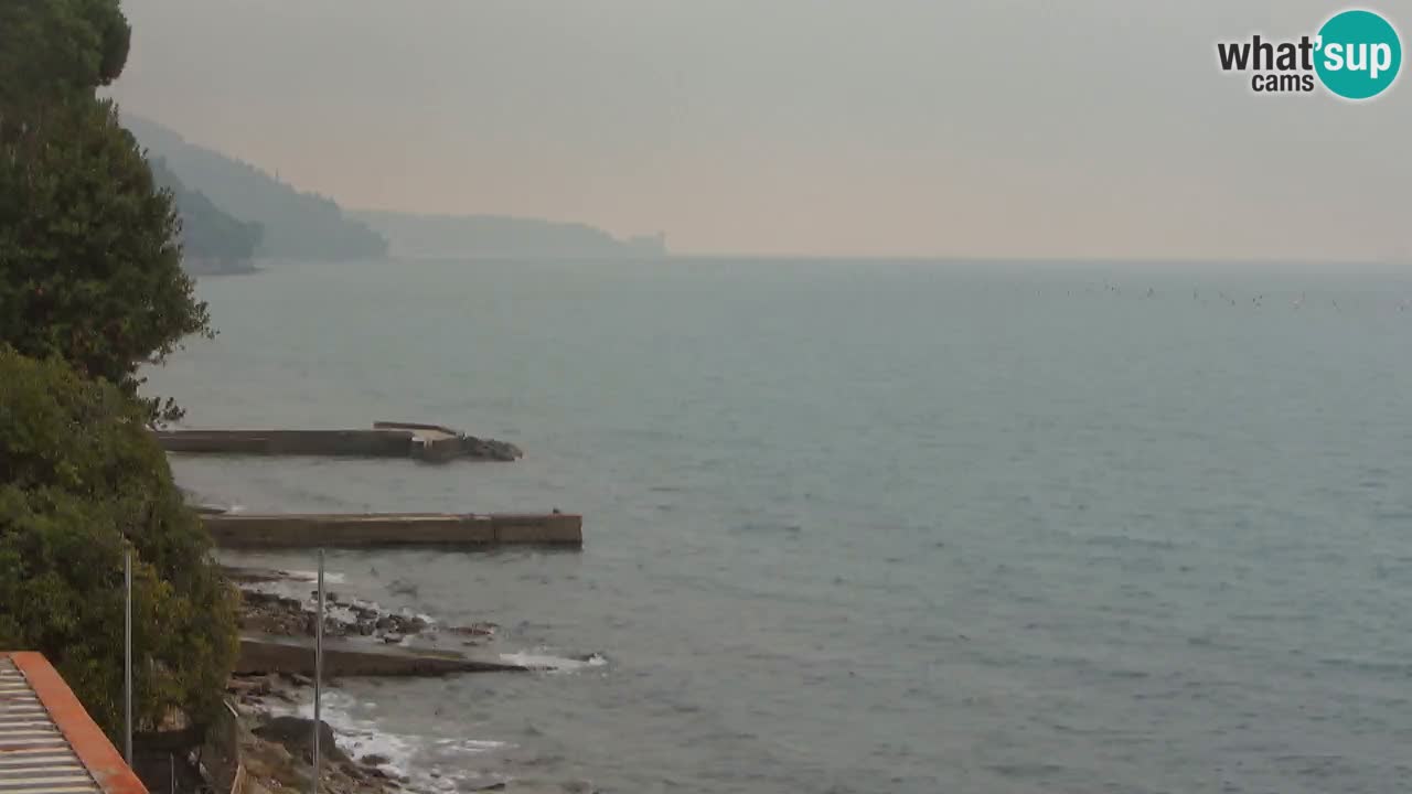 Trattoria BellaRiva webcam | Trieste costiera e castello di Miramare