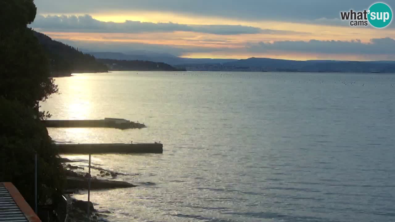 Trattoria BellaRiva webcam | Trieste costiera e castello di Miramare