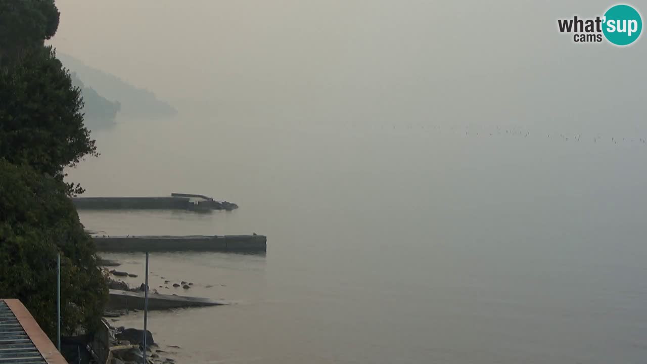 Trattoria BellaRiva webcam | Trieste costiera e castello di Miramare