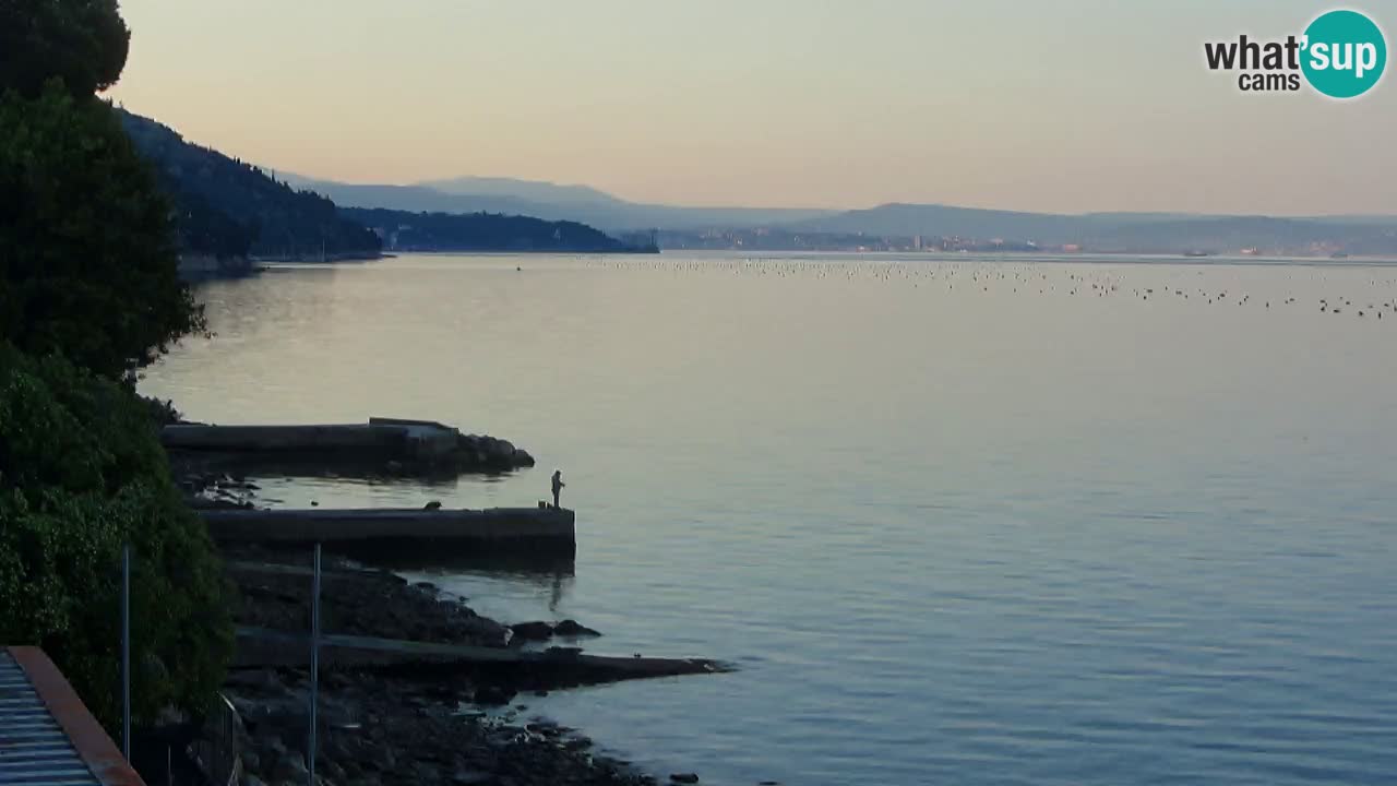 Trattoria BellaRiva webcam | Trieste costiera e castello di Miramare