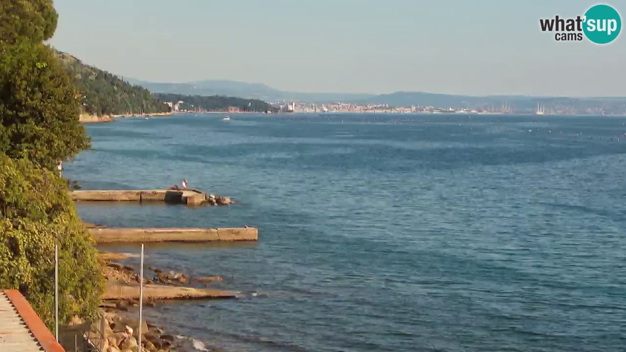 Gostilna BellaRiva kamera | Trst obala – pogled na Miramarski grad