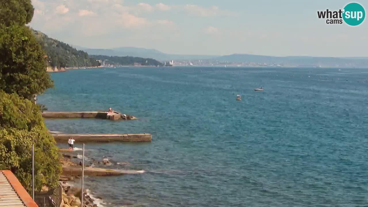 Trattoria BellaRiva webcam | Trieste costiera e castello di Miramare